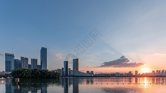 安徽合肥天鹅湖日落背景