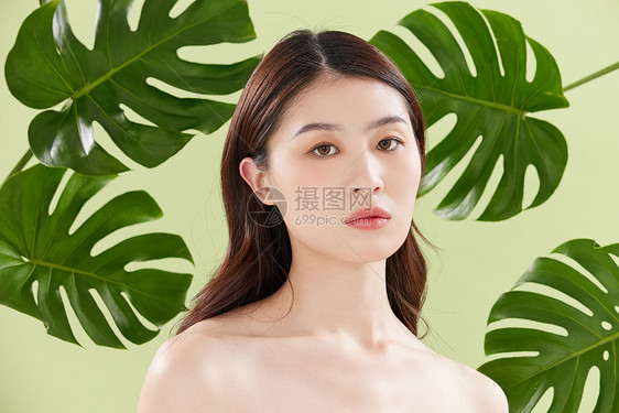夏日植物美妆护肤女性图片