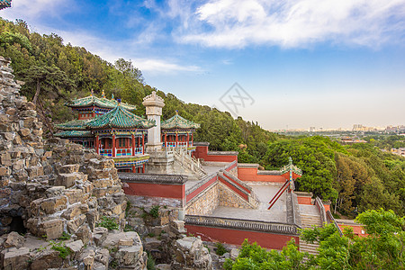 北京颐和园地标建筑佛香阁背景图片