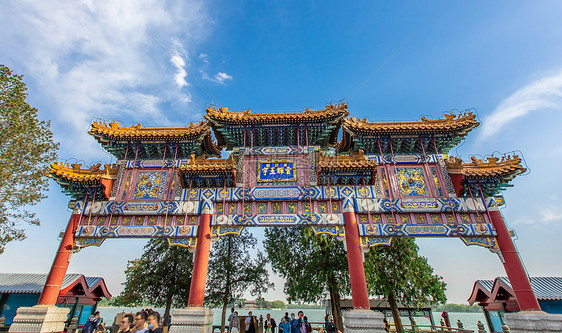 北京地标颐和园大气建筑佛香阁和排云殿图片