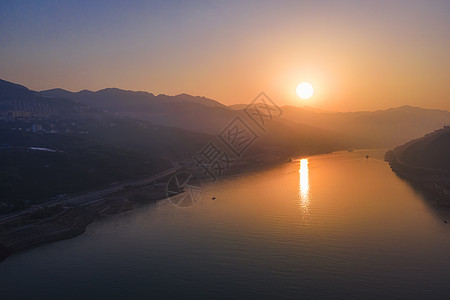 长江三峡重镇巴东三峡巫峡日出航拍图片素材