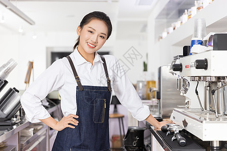 饮品店青年女性服务员形象咖啡师高清图片素材