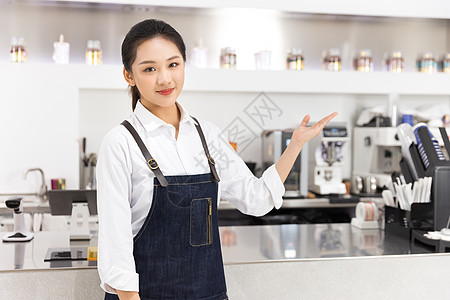 饮品店前台女性服务员图片