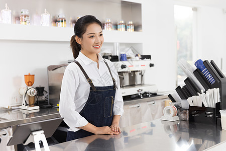 饮品店女性服务员职业形象图片