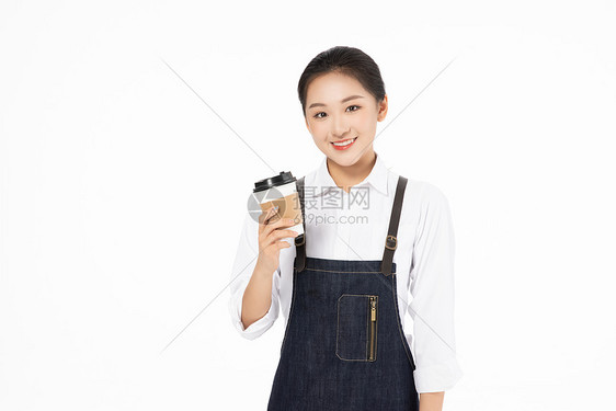 饮品店女性服务员职业形象图片
