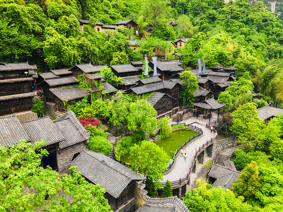 湖北5A风景区三峡人家巴王宫航拍图片