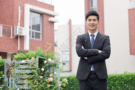 地产人像男性房地产销售人员中介形象背景