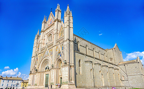 欧洲小镇哥特式建筑奥尔维耶托大教堂背景图片