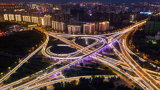 郑州城市风光金水路立交桥夜景高清图片