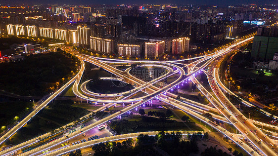 郑州城市风光金水路立交桥夜景图片