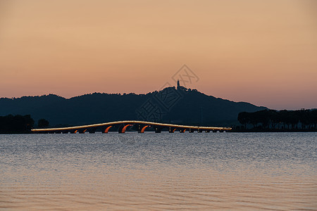苏州石湖公园日落图片