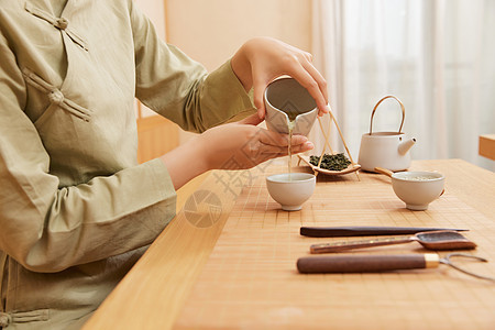 茶道茶艺美女倒茶水图片