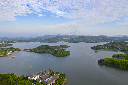 城市湿地溧阳天目湖5A景点航拍背景