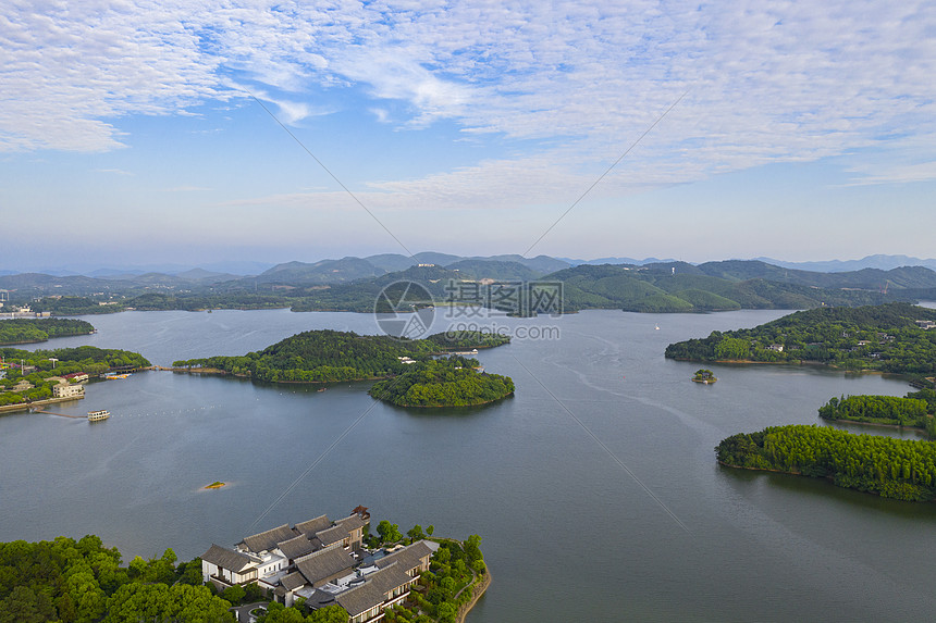 溧阳天目湖5A景点航拍图片