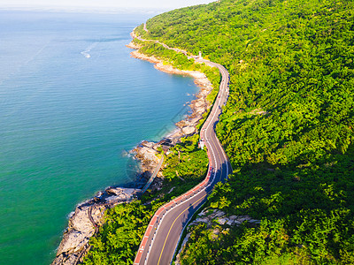 道路背景航拍连云港连岛海滨道路公路背景