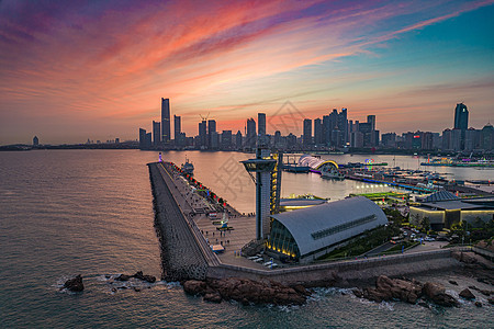 夜晚的青岛浮山湾图片