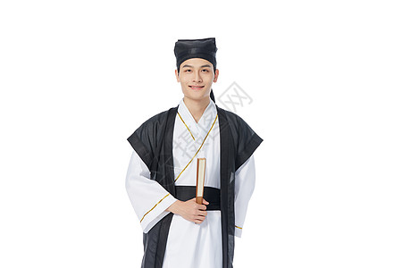 古风教书手拿扇子的古装书生形象背景