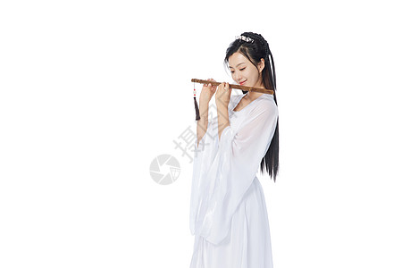中国风古装美女吹笛子图片