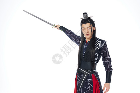 一梦江湖手持宝剑的古装侠客背景