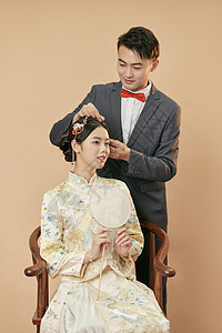 中式结婚照背景图片