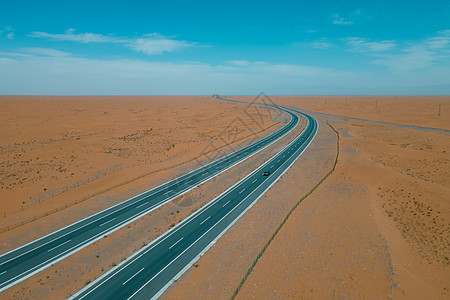 内蒙古阿拉善沙漠公路航拍图片