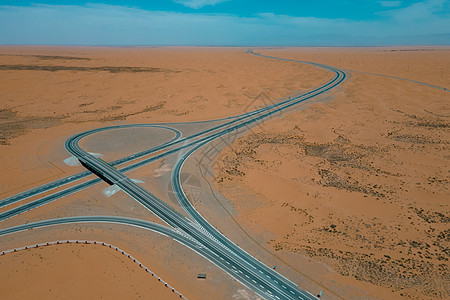 内蒙古阿拉善沙漠公路航拍背景图片