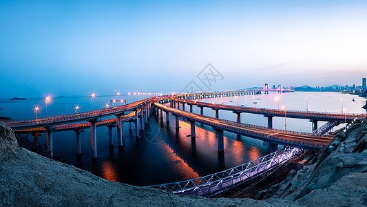 大连星海大桥夜景背景图片