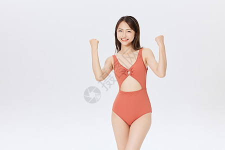 夏日泳装美女加油形象图片