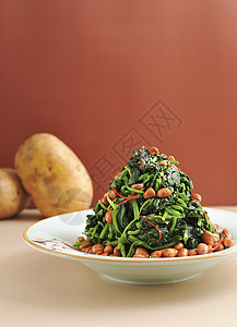 果仁菠菜    美食摄影背景图片