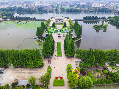 建党100周年周恩来纪念馆航拍背景