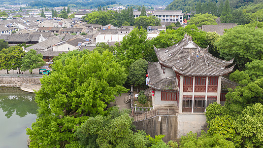 航拍古建筑浙江宁波奉化蒋氏故居背景