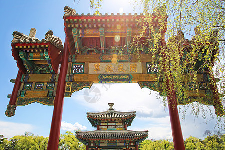 承德旅游5A景区承德避暑山庄湖区亭台楼阁背景