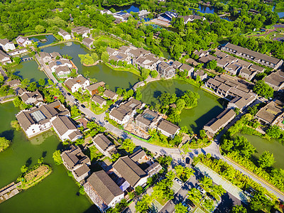 生态景观杭州5A风景区西溪湿地西区洪园航拍背景