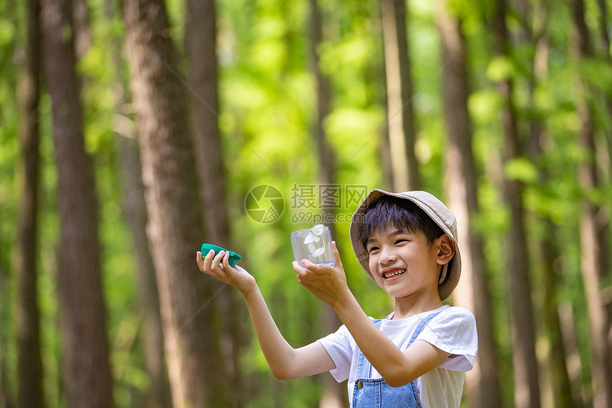 小男孩放生蝴蝶图片