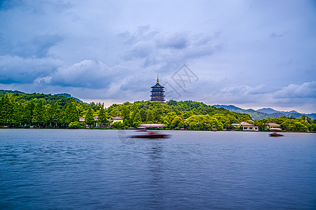 杭州断桥浙江杭州西湖景区雷峰塔风光背景