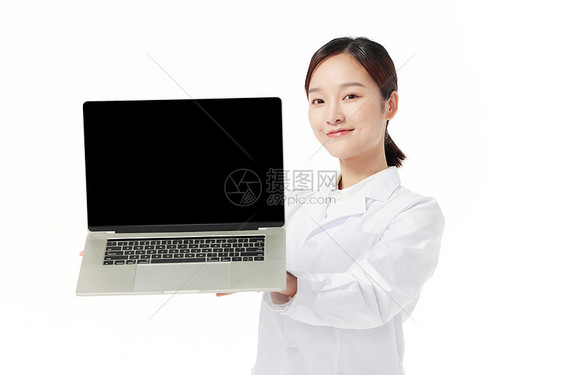 女医生展示电脑形象图片