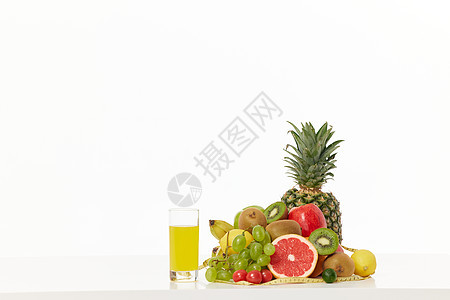 健康果蔬和饮料静物背景图片