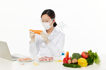 女营养师质检蔬菜图片