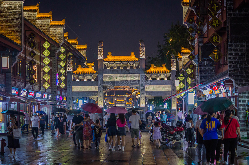 襄阳城墙临汉门夜景图片