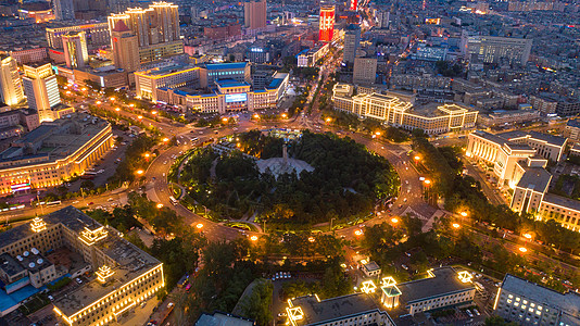 长春人民广场夜景图片素材