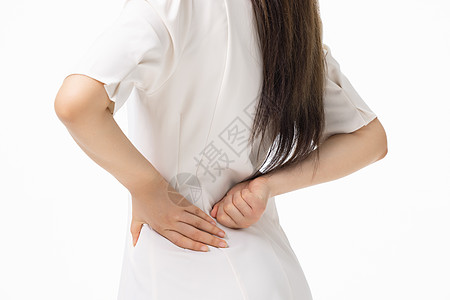 职场女性腰部疼痛特写图片