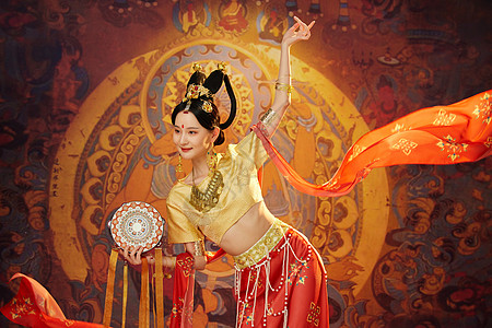 敦煌飞天仕女背景