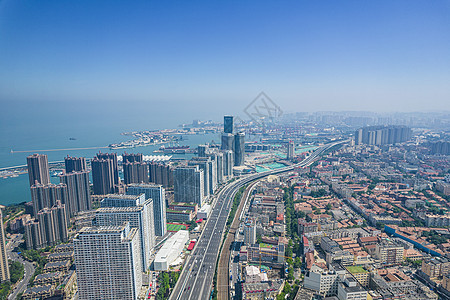 青岛西部老城区高空俯瞰背景图片