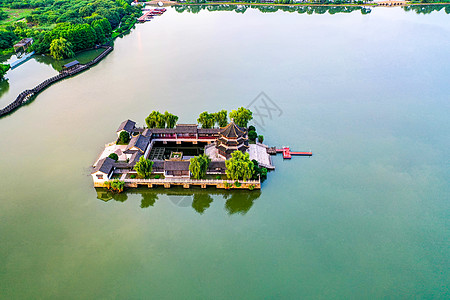 苏州建筑航拍苏州石湖天镜阁背景