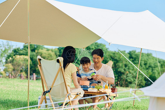 一家人夏日露营图片