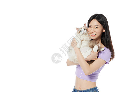 美女主人与宠物猫咪图片