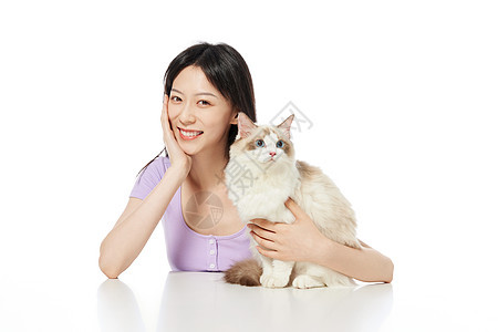 美女主人与宠物猫咪图片