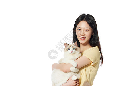 美女主人与宠物布偶猫图片