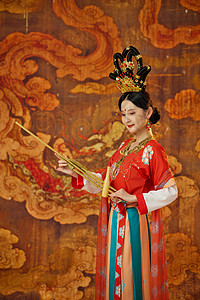 高清图片唯美古风敦煌飞天仙女反弹琵琶国潮岩彩插画高清图片西域敦