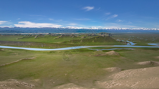 5A景点新疆巴音布鲁克草原蜿蜒的河流与草原湿地图片